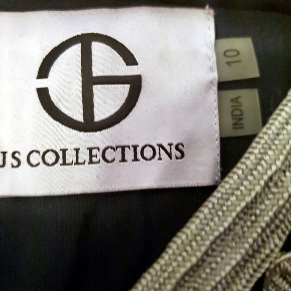 JS Collection Vneck Navy Silver Embroidered Midi Dress 10 NWT - Picture 9 of 9